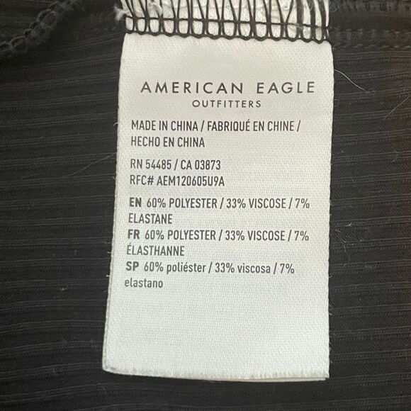 American Eagle AE Black Ribbed Knit Cropped Tank Top Pull-Over M - Picture 6 of 7